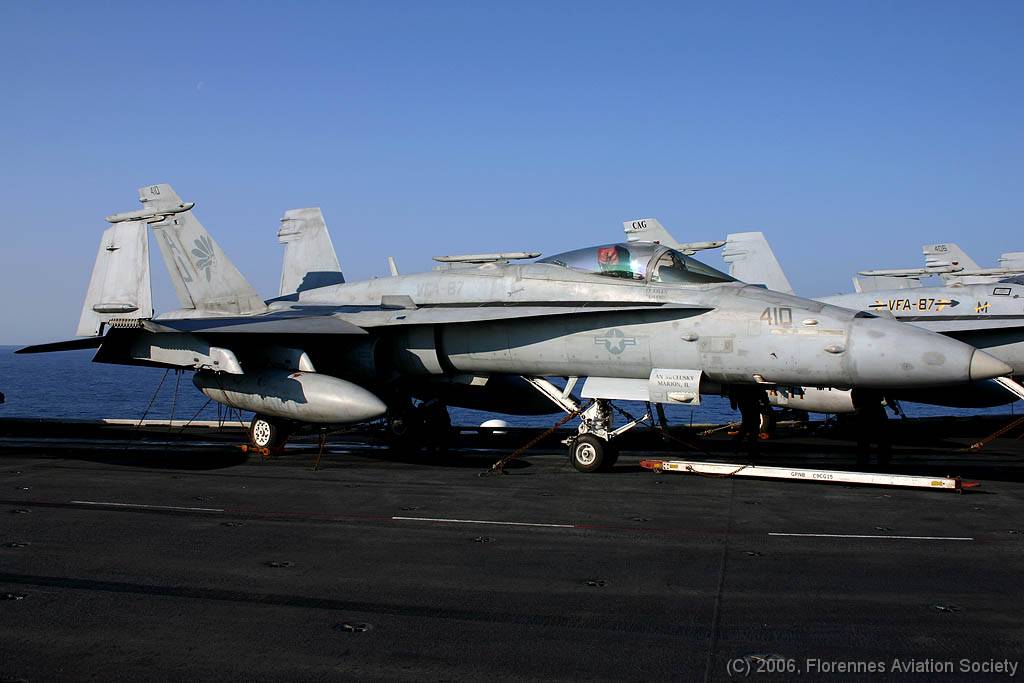 13 CVN71060221 FA-18C 164632 AJ-410 DK 01 F/A-18C 164632/AJ-410 of VFA-87 - USS Theodore Roosevelt, 21 February 2006 (C) Didier Kories